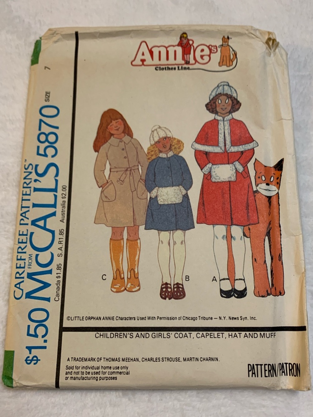 McCall’s 5870 Girls' Red Coat and Cape Sewing Pattern Size 7
